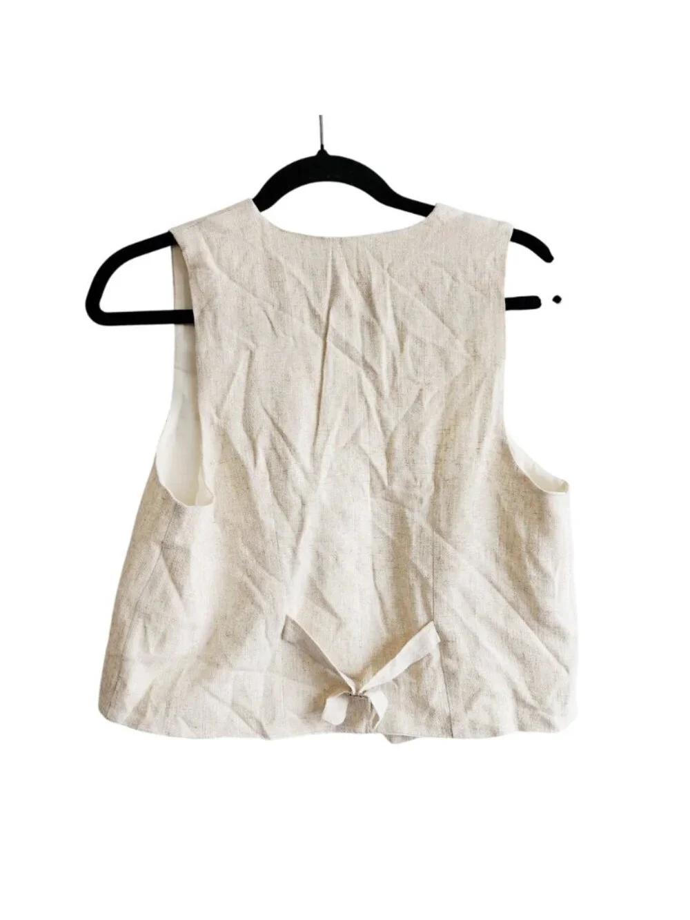 Three-Piece Boys Beige Linen Suit Blazer Vest & Pants Size 14